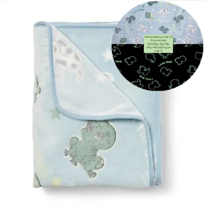 Luminous microfiber blanket wholesale custom blanket glow in the dark,kids glow in the dark  Dinosaur  throw blanket