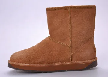 High Quality Camel Cow Suede Mens Winter Snow Boots , Brown Boys Boots