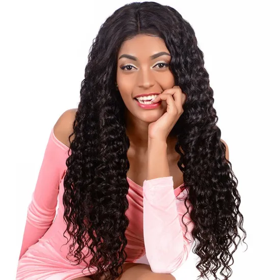 Human Hair Vendor 40 Inch Pre Plucked Loose Deep Wave Swiss Lace Front Wigs 100% Brazilian Human Hair Wig For African Americans