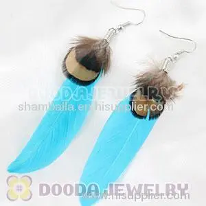 2011 Fashion Cyan And Grizzly Feather Earrings Forever 21 Alloy Fishhook 