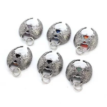 Red Jasper10MM Balls Silver Alloy Angle Wing Pendant Necklace Choker Jewelry