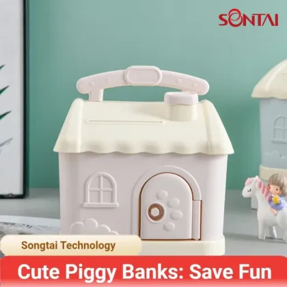 Cute Wooden Cottage Piggy Bank