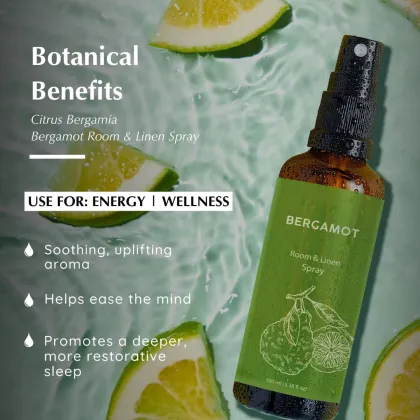 Pure Bergamot Oil Room Linen & Pillow Spray Bedding Bergamot Mist Aromatherapy Spray for Relaxation, Sleep