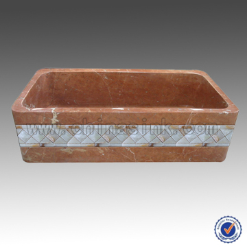 Rojo Alicante Red Marble Mosaic Stone Farm Sink