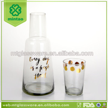 2015 new product smoke grey color glass water filter carafe with golden decal                        
                                                Quality Choice
