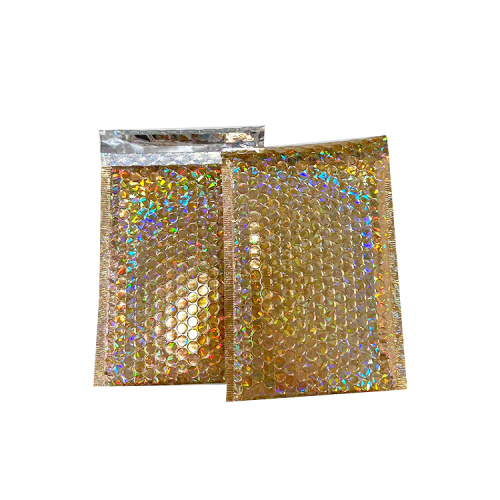 Yellow plastic padded bubble mailers Holographic Bubble Bag