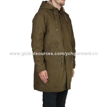 Winter 2014 cotton waxed hooded parka with double coulisse menNew