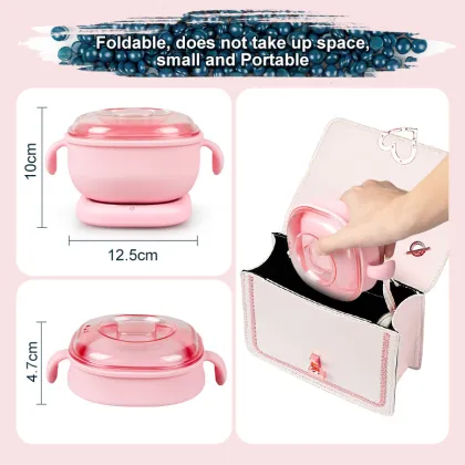 Professional Silicone Pink Folding Wax Heater for Paraffin Depilatory Wax