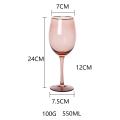 Pink Colored Wine Glasses With Gold Rim Cup