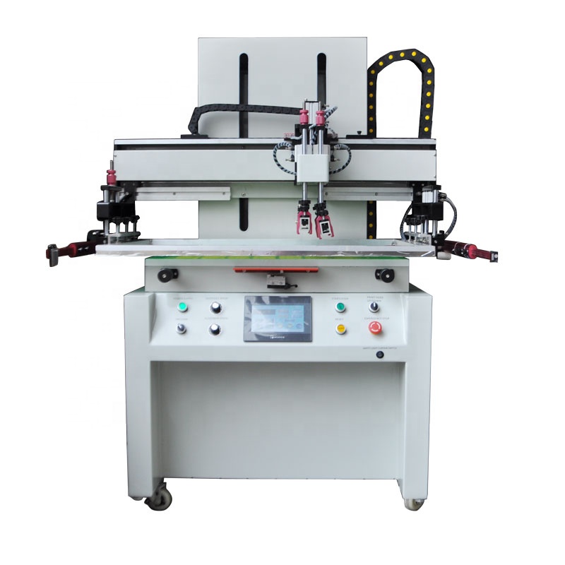 Screen printing machine for printing text