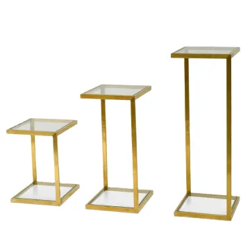 Luxury Gold Stainless Steel Base Black Side Table with Marble Top