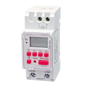 Timer THC-30A: A 30amp Daily Programmable Seconds Timer Switch with Ring Bell Control and Auto Bi-volt Functionality, DIN Rail Mounted