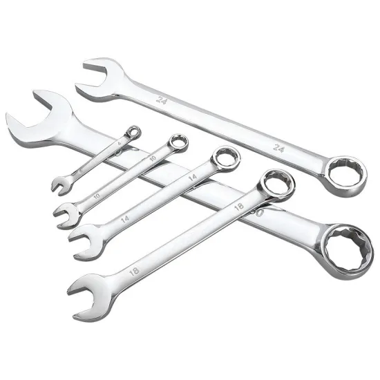 Metric Open-End Ring Spanner Wrench Combination Set: Comprehensive Tool Collection Including Combination and Ratchet Wrenches