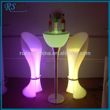 Coomercial furniture led colorful lamp high bar table and chairs