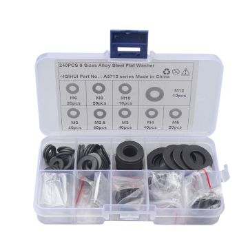 Wholesale 240pcs Black Nylon Flat Washer Assortment Set for Electrical connection of cars and ships/, Wish Hot Seller