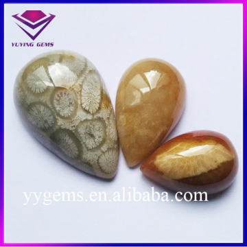 Good Polished Smooth Face Natural Loose Pear Coral Chrysanthemum Jade Gemstone for Pendant