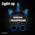 Girls Twinkle Unicorn Cat Ears LED Light Headphone