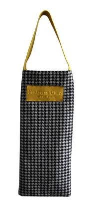 6oz Dogtooth Black Canvas Fabric Carrier Bags Reusable With Zipper Closure