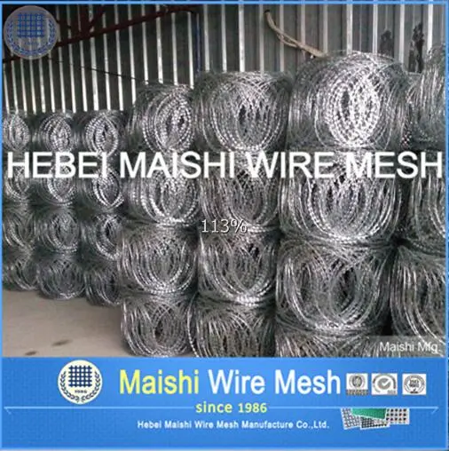 Galvanised + Silver Powder Coating FLAT WRAP RAZOR WIRE