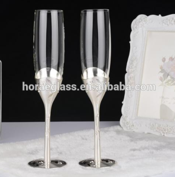 New venice wedding champagne glasses in pair with clear crystal toasting flutes for wedding globet wine cups globet wedding gift