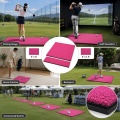 Estera de golf comercial rosa, estera de práctica de absorción de impactos de 35mm de espesor con Base antideslizante NBR para el hogar y el simulador
