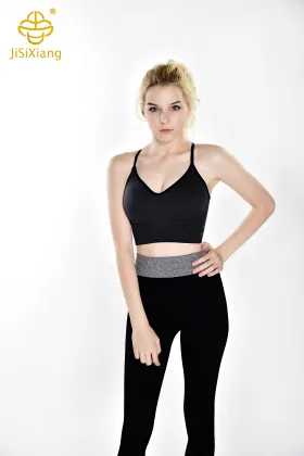 Women's thin shoulder strap sports bra shockproof gather