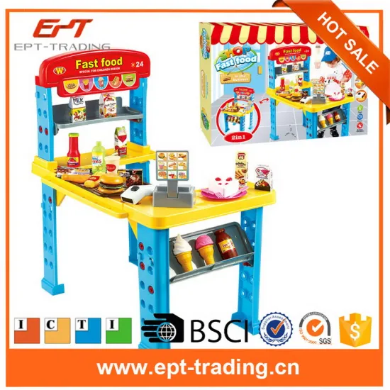 Shopping set with foods Supermarket Shopping Table Type Toy super fast food shop playset kitchen toy