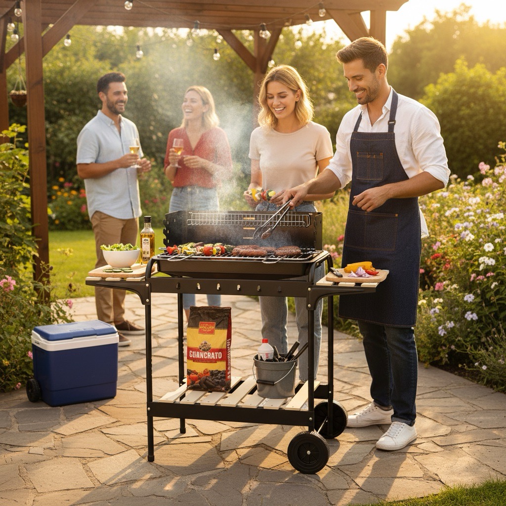 Portable charcoal barbecue grill