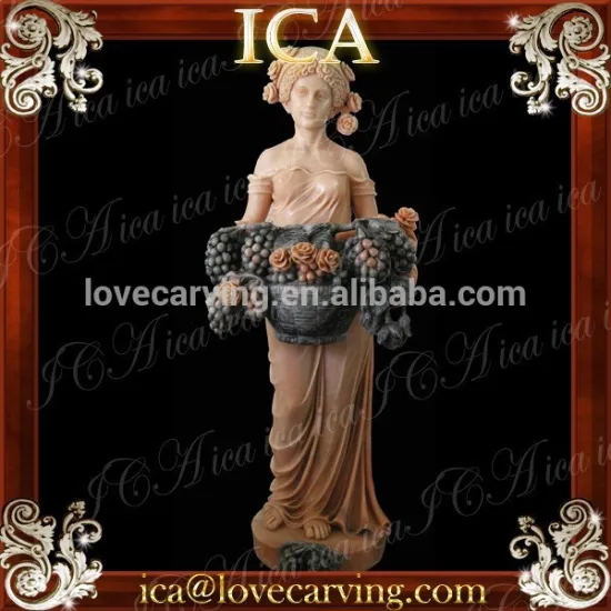 Garden red lady stone grape statue