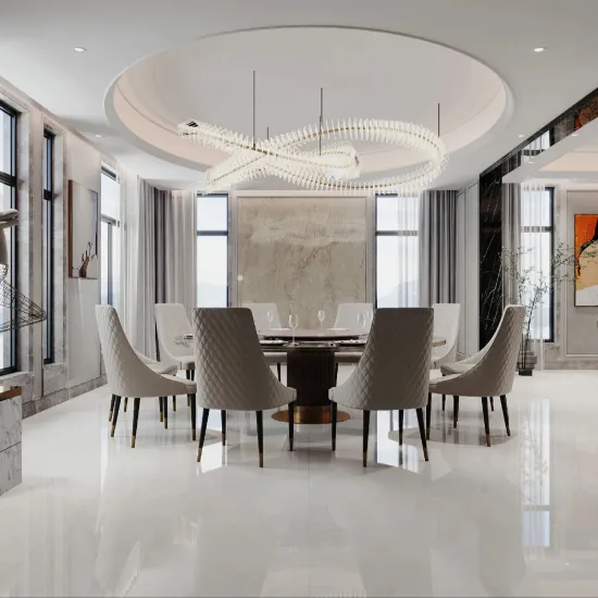 High-End Furniture: Luxury 6-8 Seater Chairs and Sintered Stone Marble Table Set for Home