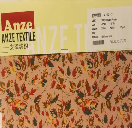 100%Ecovero rayon poplin fabric discharge printed fabric