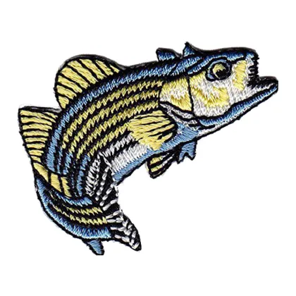 Large Mouth Bass Fish Embroidered Patches