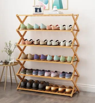 Versatile Foldable Bamboo Shoe Organizer: Multi-functional Free-Standing Shoe Shelf and Storage Solution