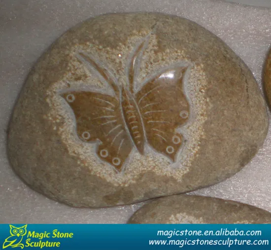 hand carved stone butterfly decoration