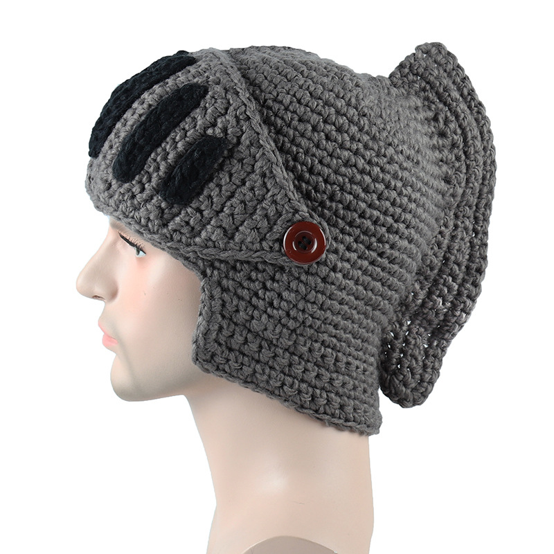 Roman knight knitted hat gladiator mask hat (5)