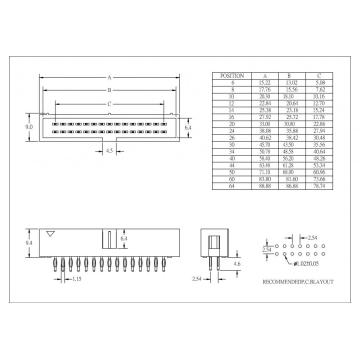 0.100" (2.54 mm) Dual Row Shrouded Box Header DIP 180° type H=9.40mm