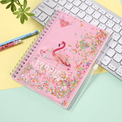 Children's Creative Cartoon Quicksand Sequins Shiny Girl Notebook