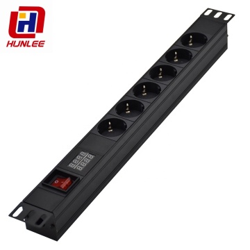 German Type 6 Outlets PDU Socket with Power Monitor