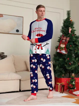 Cartoon Family White Snowman Christmas Pajamas for Three and Four