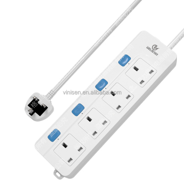 UK Extension Socket with Switch - British Standard 4 Outlet Power Strip