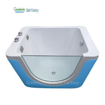 GreenGoods Blue Tub Small Jetted Glass Whirlpool Baby Spa Bathtub
