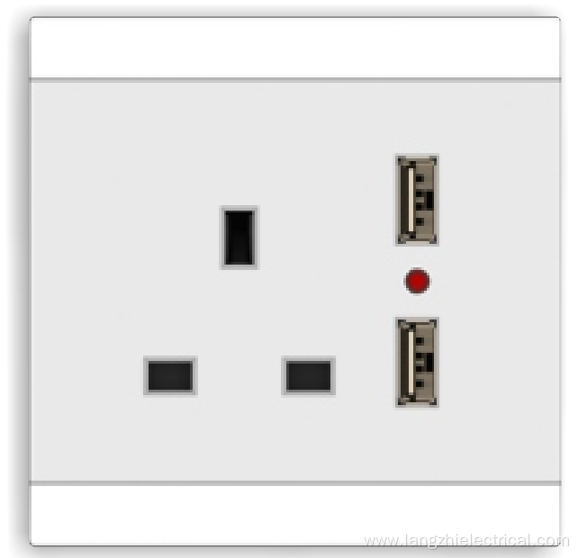 Hot sale square socket with two gang USB