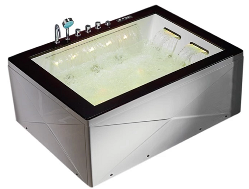 Indoor Drain Corner 2 Person Whirlpool Bathtub