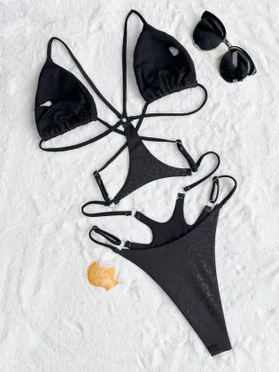 Custom Logo New Print Women's One Piece Swimsuit - Backless Beach Swimwear
