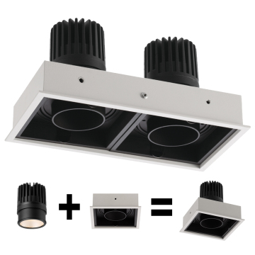 12 Watt Double Head COB LED Downlight - 4 Inch Spotlights