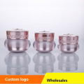 Pink CROWN and FLOWER Acrylic cosmetic jars