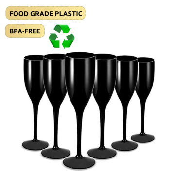 Wholesale Custom Hotel Party Drinking Glasses - Black Champagne Glass (Food Grade Acrylic Plastic)