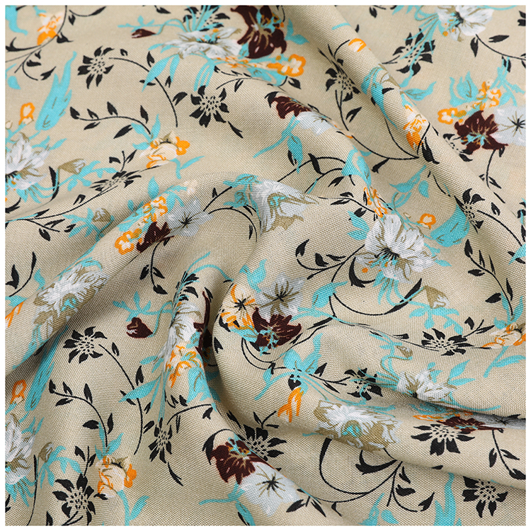 Floral Pattern Woven Rayon Challis Fabric