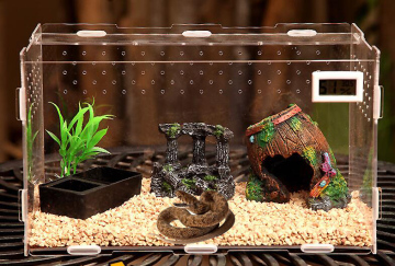 Acrylic Reptile box pet house comes with temperature indicator and Magnetic door