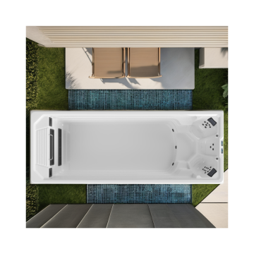 Modern 5.5m Outdoor Acrylic Hot Tub with Heated Floor Stand & Outdoor Shower